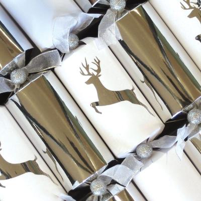 Luxury Silver Reindeer Christmas Crackers (6 Pack) Picture 1